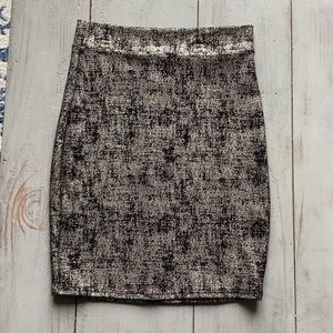 Black Gold Metallic Bodycon Skirt Size S